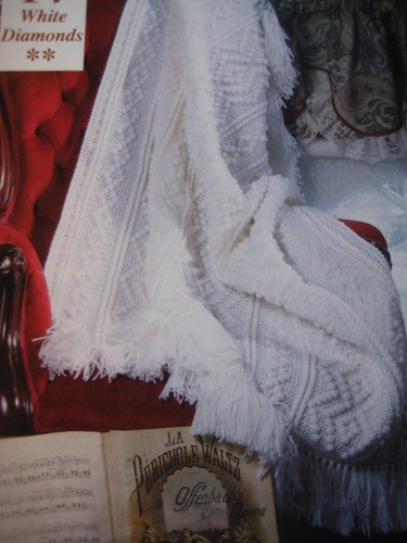 White Diamonds afghan (195-14) vintage crochet pattern