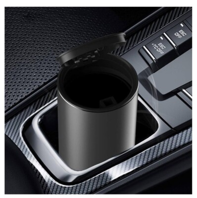 WOW! Baseus GRAY STEEL Alloy Cup Holder Garbage Can for Auto & FAST FREE SHIP!