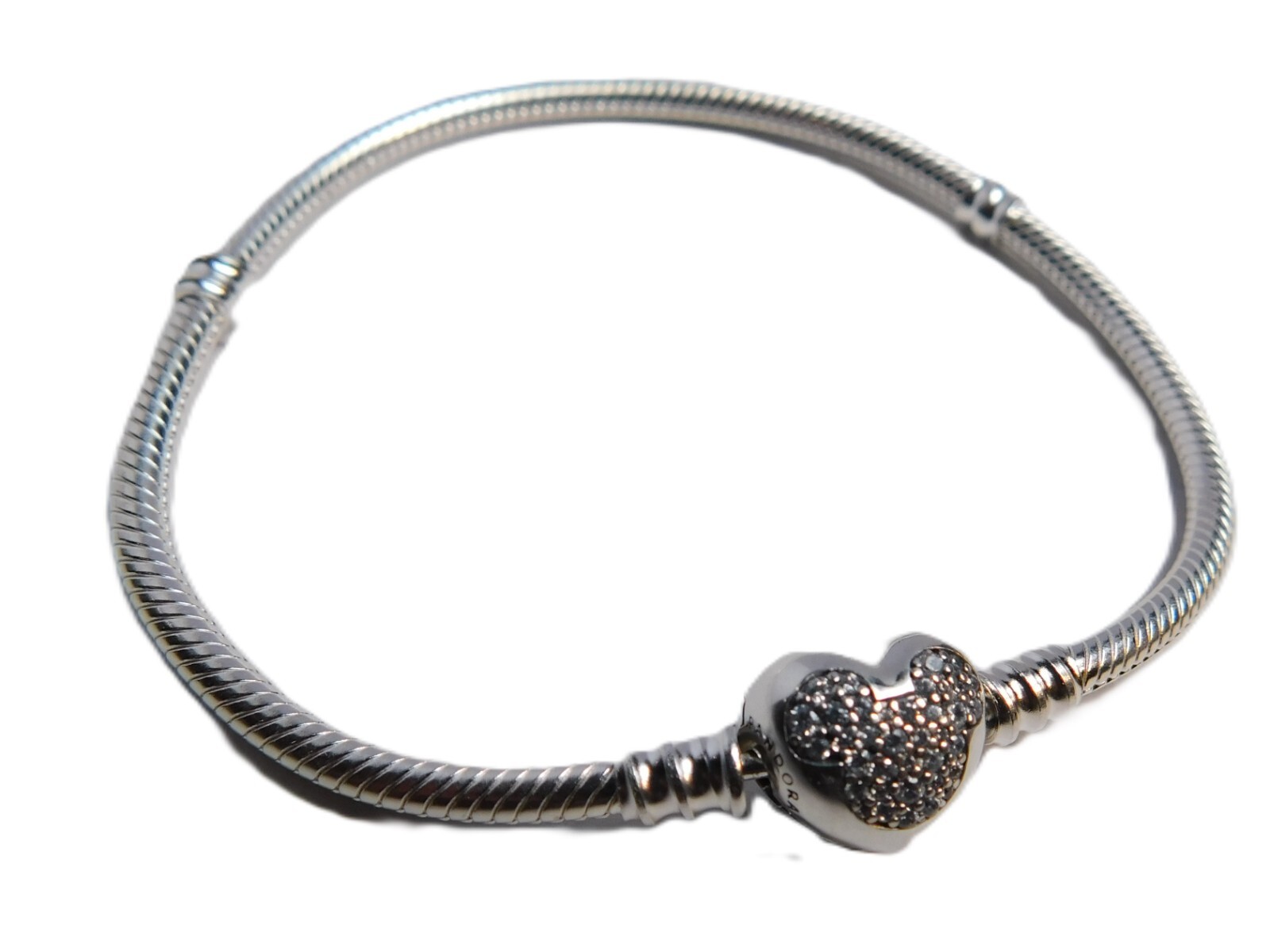 Authentic Pandora Bracelet, Mickey Mouse Heart Clasp Snake Chain ...