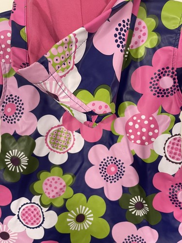 Hart strings Girls Mod Flowers Floral Pink Lined Hooded Rain Coat Size 2T EUC - Picture 6 of 9