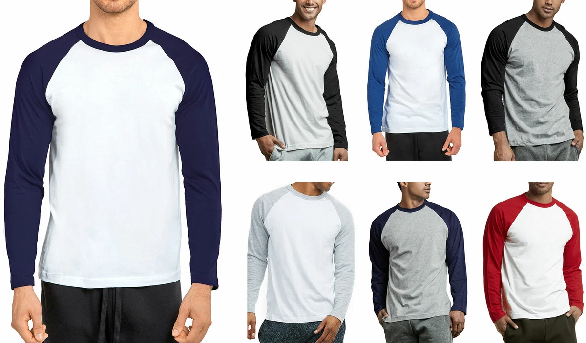 Top Pro Men's Full Length Sleeve Raglan Cotton Baseball Tee Shirt