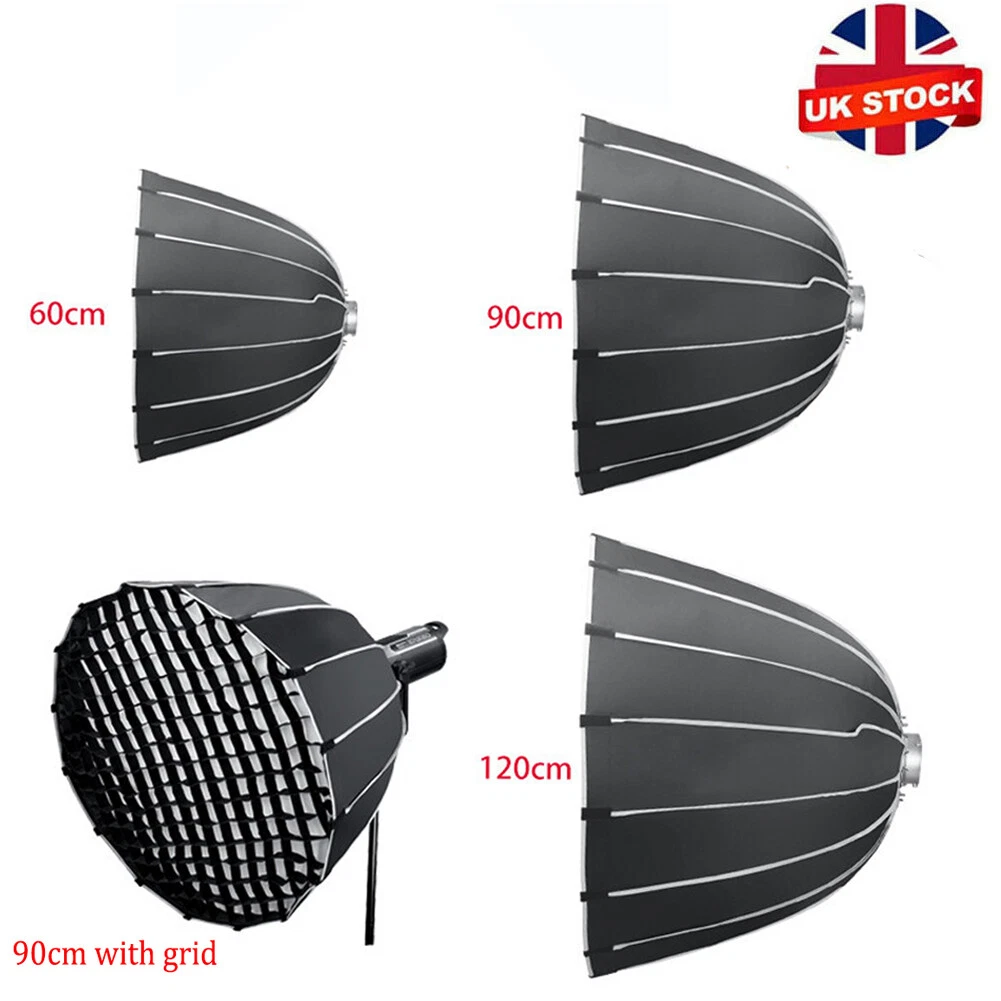 60 90 120cm Bowen Mount Deep Parabolic Softbox For Godox AD600 SL 60 VL150 SK UK