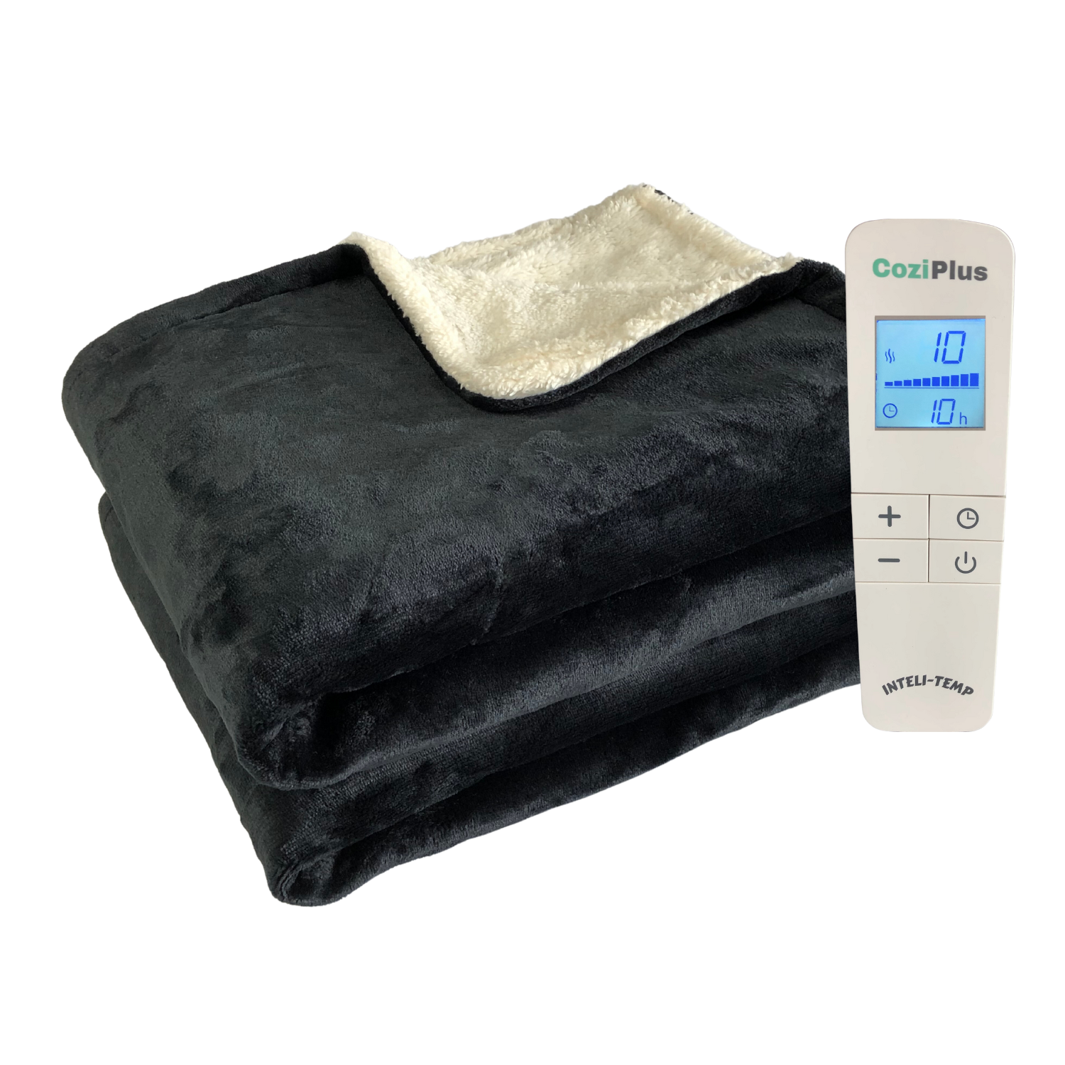 CoziPlus Electric Heated Throw Black, Advanced 10H Heat & Timer Controller, XL