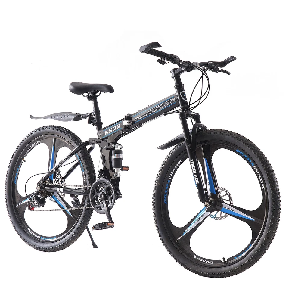 SHIMANO Folding Mountain Bike 26 27.5Inch Wheel 21 Speed Full Suspension Bicycle - Image 2 of 4