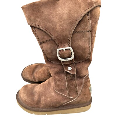UGG Cargo III Boots Brown Suede Leather Sheepskin Side Pocket Womens Sz  5132