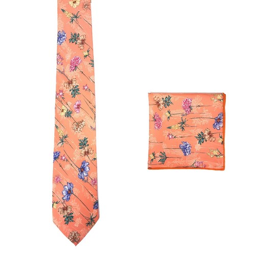 Romario Manzini® Men's Cotton Floral Standard Necktie with Handkerchief - Picture 52 of 63