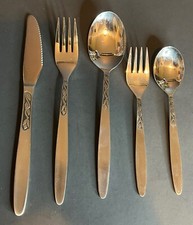 Vintage 5pc Place Setting AMEFA Stainless Tulip Time Pattern Holland EXCELLENT