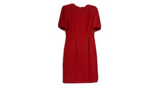 Vintage Leslie Fay Midi Dress Women's Size 6 Red Short Sleeve Zip