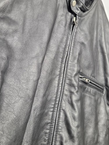 VINTAGE Gap Heavy Weight Leather Jacket Black Size XXL Full Zip Coat 90s - Picture 15 of 24