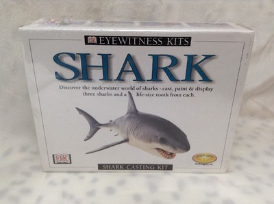 Shark Model Cast Paint Kit 3 Sharks Species Marine Animal Ocean Sea Life Book