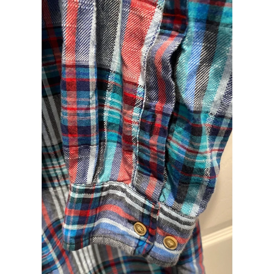 Camisa grande flanela Tommy Hilfiger, manga longa, azul água vermelho preto, algodão - Imagem 4 de 4