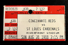 8/28/88 REDS/CARDINALS TICKET STUB-TODD WORRELL SAVE #100