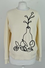 ZARA Beige Crewneck Jumper size S Womens Pullover Graphic print Womenswear