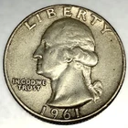 1961-P Washington 90% Silver Quarter XF Extra Fine Condition 25c US Coin -3857