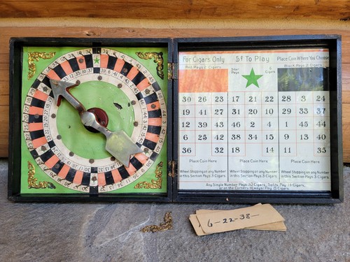 5 Cent Antique 1910 Spinning Roulette Wheel Cigar Trade Stimulator Gambling Game