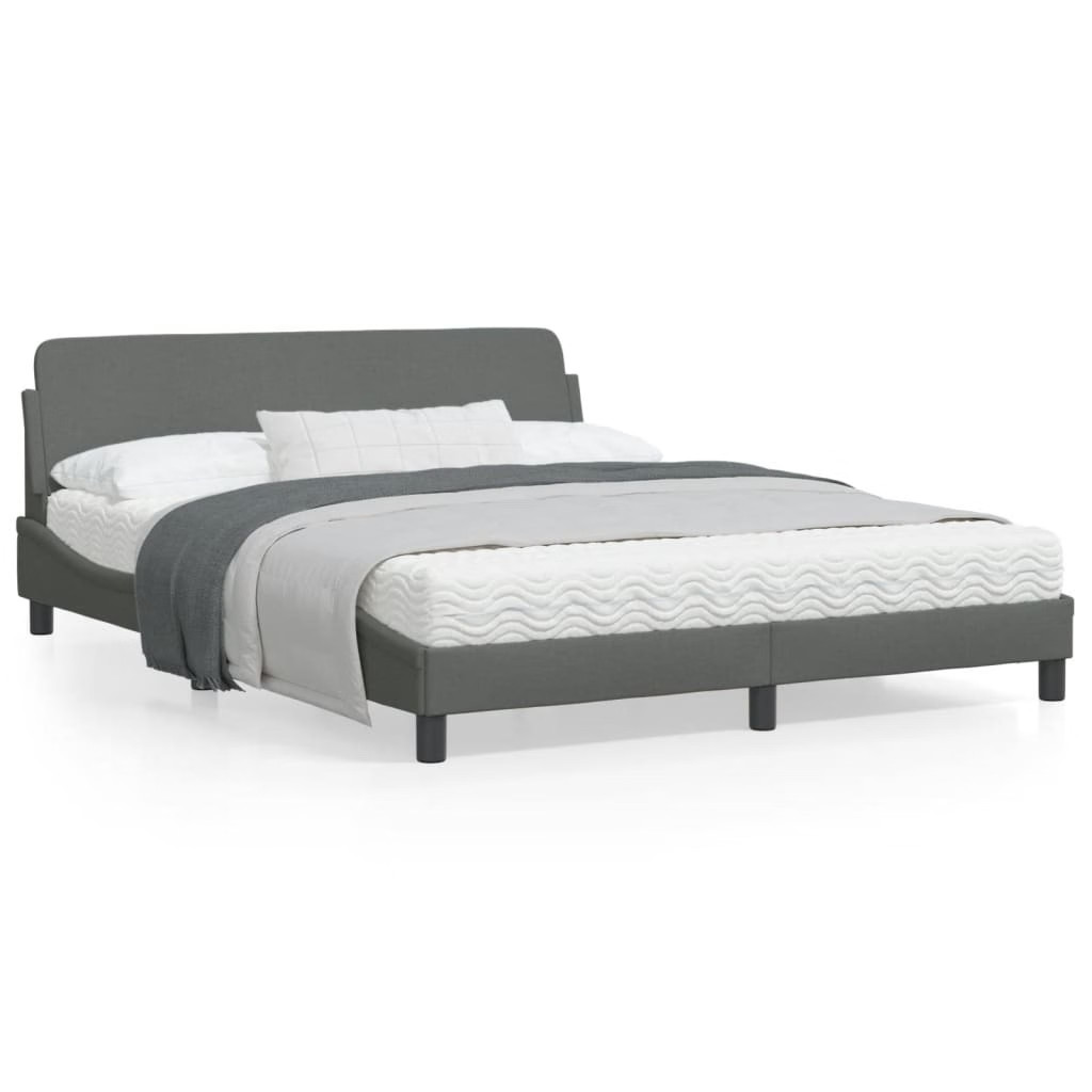 Dark Gray Polyester Fabric, Metal, Solid Pine Wood, Plywood