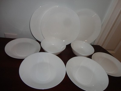 LUMINARC ZELI WHITE 9 PCS SET 3 DINNER 2 SALAD PLATES & 2 SOUP & 2 CEREAL BOWLS