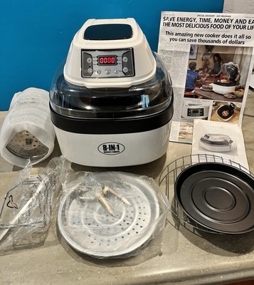 8-in1 Miracle Cooker- Bakes, Grills, Deep Fries, Barbecues, Cooks, Streams,Boils