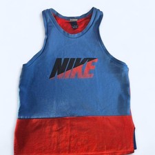 Vtg Nike Advance Fleece Color Block Tank Top Sz M Black Label Reto Basketball