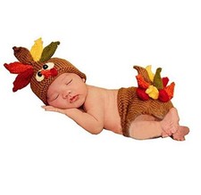 Baby Photography Prop Cute Turkey Knitted Crochet Costume Hat Caps Diaper