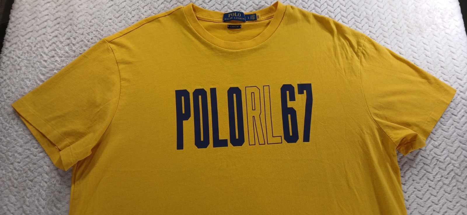 Polo Ralph Lauren Classic Fit Giallo Grande T Shirt Blu Navy Pony POLORL67...