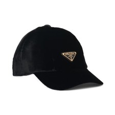 Prada Triangle Logo Velvet Baseball Cap Gold Black 1HC336 068 F0002 119570191