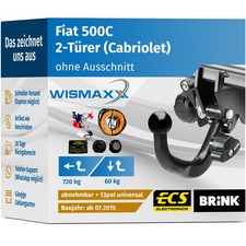 ANHÄNGERKUPPLUNG für Fiat 500C ab 15 abnehmbar BRINK +13polig E-Satz ABE