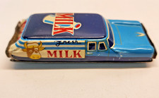 Vintage 3.75" Tin Friction Station Wagon Fresh Milk Delivery.