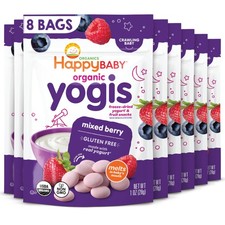 HAPPY BABY Yogis, Mixed Berry Yogurt Bites, 1oz Pouch 8 Pack