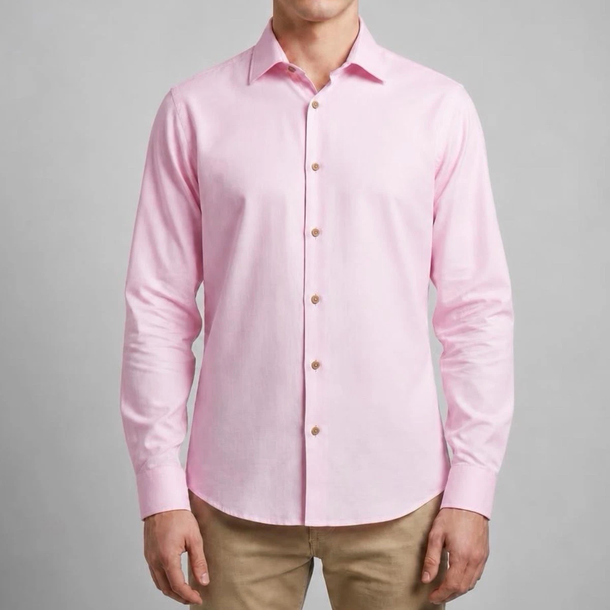 michael kors pink dress shirt Michael Kors Pink Long Sleeve Button Down Cotton Dress Shirt L 16-16.5 /34