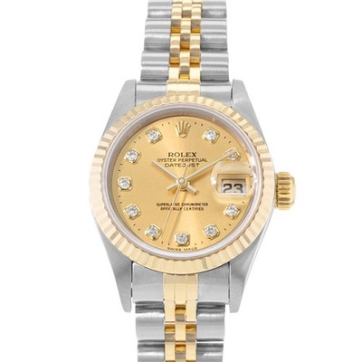 Rolex Datejust 26 69173 Champagne Diamond Steel 18k Yellow Gold Ladies Watch