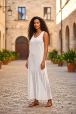 (B-69)FeNoel Target White Mesh Maxi Dress Cover Up Sleeveless Size XXL Beach Swi
