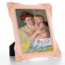 Vintage Pink Picture Frames 8x10  8 x 10 Antique Picture Frame with Real Gla...