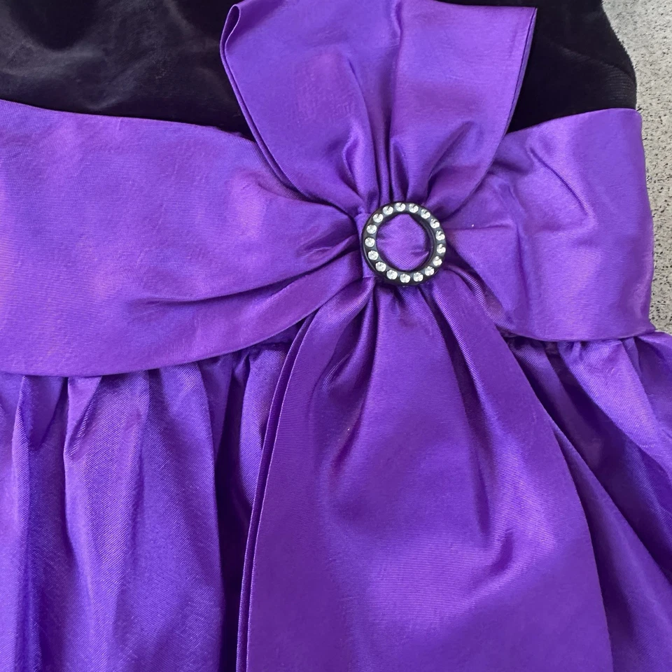 Vestido formal para niña Jona Michelle talla 3T negro púrpura floral flor fiesta en capas Foto 3 de 4