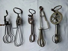 Lot of 5 Antique Egg Beaters Hand Mixers Kitchen Tools Antique - Lot G