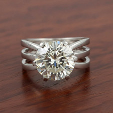 3,80 Ct Certyfikowany biały diamentowy pierścionek soliterski - darmowe diamentowe ćwieki. DARMOWE taryfy