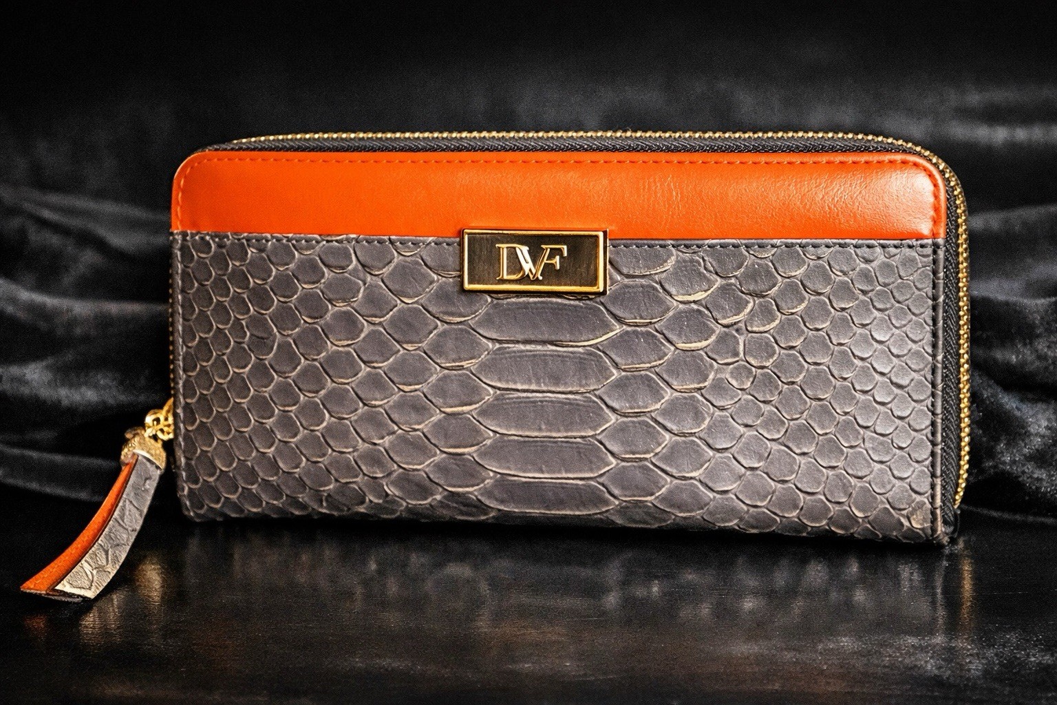 Diane Von Furstenberg DVF Python Embossed Zip Aro… - image 1