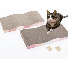 Reversible Large Wide Corrugated Cat Scratching Board Pad with Catnip for Indoor