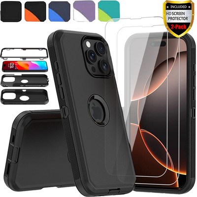 For iPhone 17 Pro Max Case 16 Air/15/14 Phone PC Cover Shockproof+2xGlass Screen