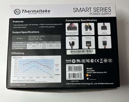 Thermaltake Smart SP-500AH2NKW ATX12V & EPS12V Power Supply PSSPD0500NPCWUSW - Afbeelding 2 van 7