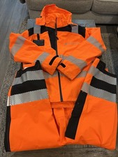 Mens Port West  Delta Jacket & Pants Orange Reflective High Vis Set XL