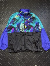 Vintage Asics Windbreaker Jacket Tie Dye Abstract Tiger Camo Print Color Block