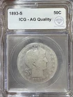 1893 S Barber Half Dollar ICG AG Quality IDC Verified
