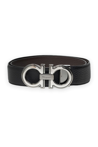 FERRAGAMO Black Double Adjustable Reversible Monogram Belt New & Authentic