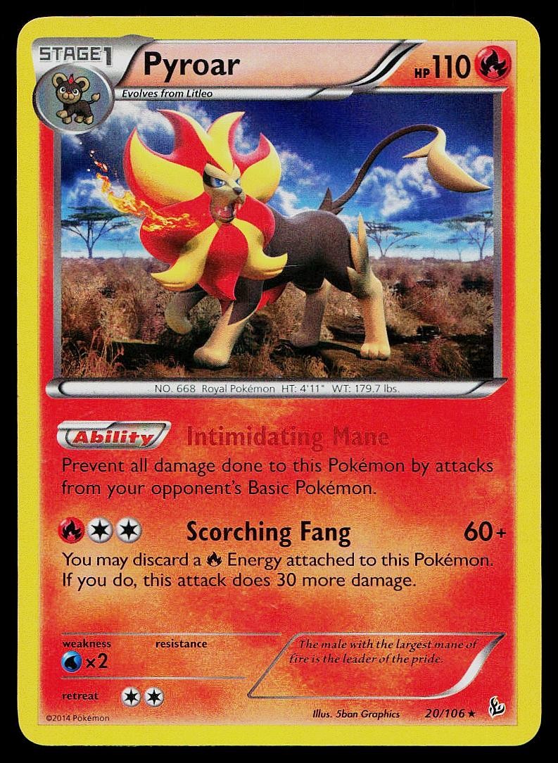 Pokemon Card Flashfire Pyroar 20/106 Holo Rare