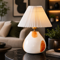 The Very Collection Spotted Glass Table Lamp with Pleated Fabric Shade, Orange