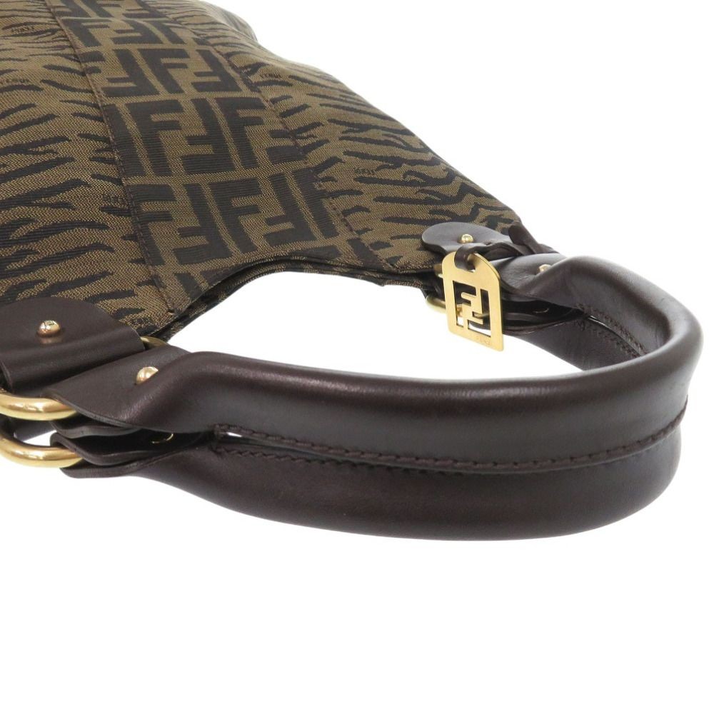 FENDI Zucca Handbag Tiger Print Tiger Canvas Leather Brown Women From Japan thumbnail 5