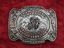 Indian Territory Team Roping RODEO 1999 X Treme CHAMPION TROPHY BUCKLE Rare T49