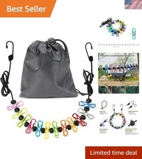 Clothesline，Retractable Portable Clothesline for Travel，Clothing line with 12...