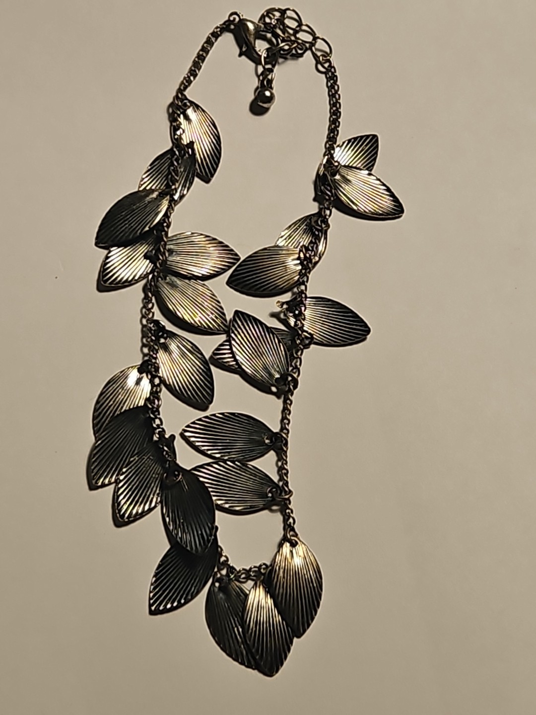 Vintage Statement Silver Leaf small necklace / br… - image 6